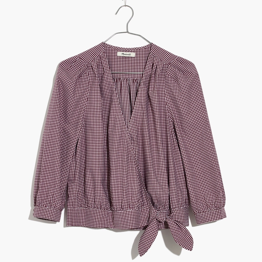 Madewell Gingham Wrap Top